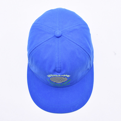 Kualitas tinggi cap snapback cetak khusus biru tidak terstruktur 5 panel flat brim outdoor soft hip hop topi untuk pria