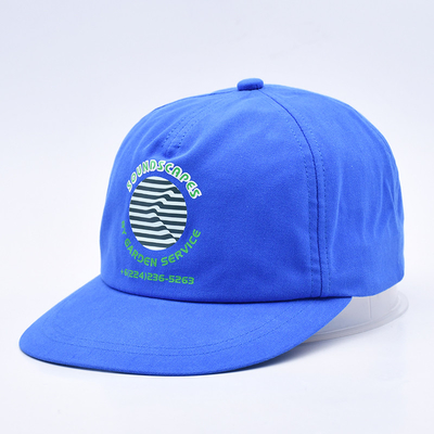 Kualitas tinggi cap snapback cetak khusus biru tidak terstruktur 5 panel flat brim outdoor soft hip hop topi untuk pria