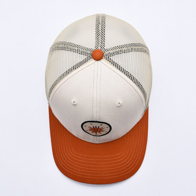 Custom Kualitas Tinggi Dua Tone 6 Panel Trucker Cap Dengan Sedikit Curved Edge