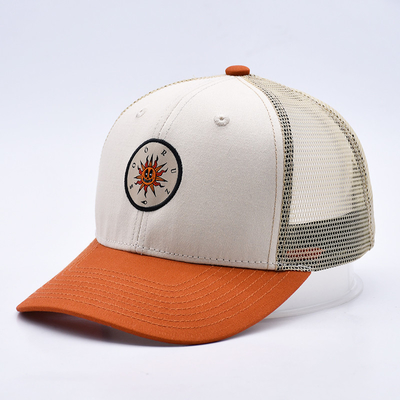Custom Kualitas Tinggi Dua Tone 6 Panel Trucker Cap Dengan Sedikit Curved Edge