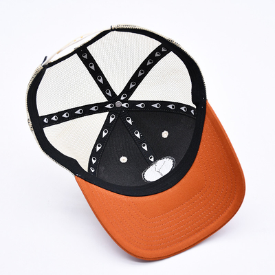 Custom Kualitas Tinggi Dua Tone 6 Panel Trucker Cap Dengan Sedikit Curved Edge