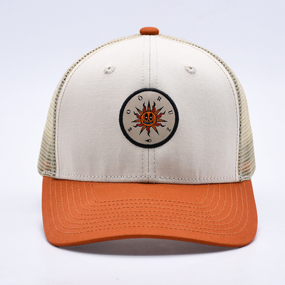 Custom Kualitas Tinggi Dua Tone 6 Panel Trucker Cap Dengan Sedikit Curved Edge