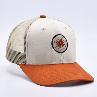 Custom Kualitas Tinggi Dua Tone 6 Panel Trucker Cap Dengan Sedikit Curved Edge