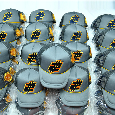 Custom bordir busa Trucker Cap Kualitas tinggi 5 Panel Meah Topi
