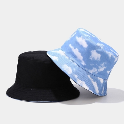 Oem 100% Katun Musim Panas Pantai Reversible Bucket Hat Cap Kualitas Tinggi Custom Double Sided Kapu nelayan