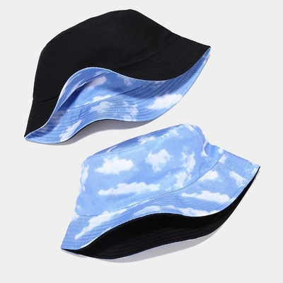Oem 100% Katun Musim Panas Pantai Reversible Bucket Hat Cap Kualitas Tinggi Custom Double Sided Kapu nelayan