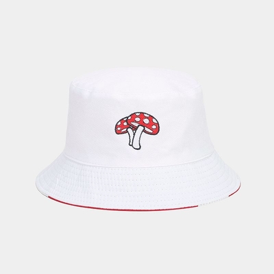 2025 Katun Kartun Jamur Cetak Bucket Hat Fisherman Hat Outdoor Travel Sun Cap untuk Pria dan Wanita