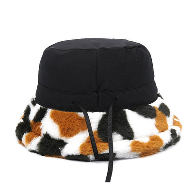Outdoor Leisure Nelayan Berkibar lebar Bucket Hat Windproof Musim Dingin Wanita bulu Bucket Hat Cap Bulk