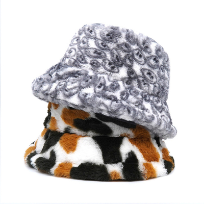 Outdoor Leisure Nelayan Berkibar lebar Bucket Hat Windproof Musim Dingin Wanita bulu Bucket Hat Cap Bulk