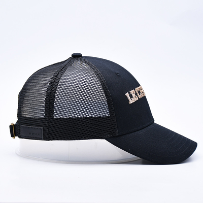 Hitam 6 Panel Mesh Trucker Hat Glitter Trucker Cap Kualitas tinggi Fashion Sequins bordir Trucker Hat