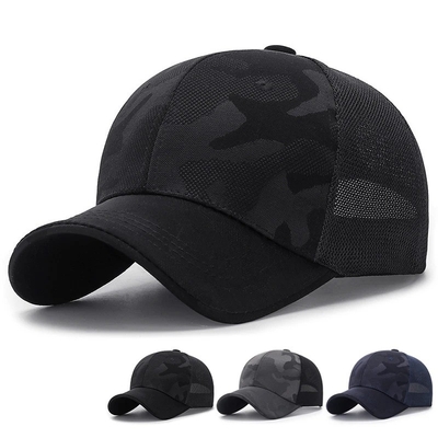 Kualitas Tinggi Pria Trucker Hat Produsen Grosir Camo Kamuflase Curved Edge Mesh Cap