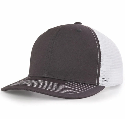 Custom Logo bordir Custom 6 Panel Kap truk kapas dengan snapback plastik