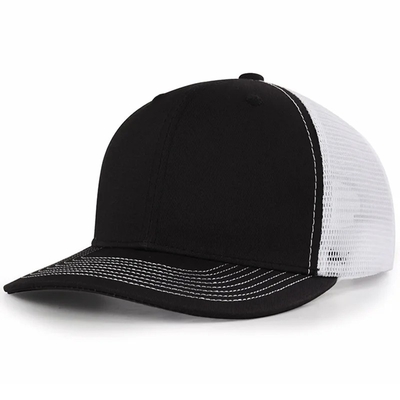 Custom Logo bordir Custom 6 Panel Kap truk kapas dengan snapback plastik
