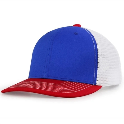Custom Pre Curved Mesh Hat Cotton Trucker Cap dengan Snapback Plastik