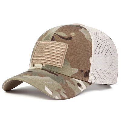 Custom bordir Konstruksi 6 Panel katun Twill Profil Trucker Cap dengan visor melengkung