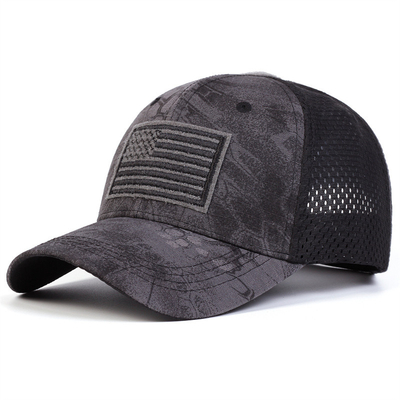 Custom bordir Konstruksi 6 Panel katun Twill Profil Trucker Cap dengan visor melengkung
