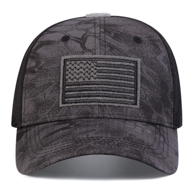 Custom bordir Konstruksi 6 Panel katun Twill Profil Trucker Cap dengan visor melengkung