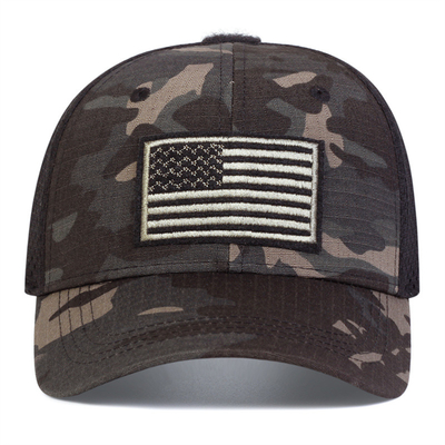 Custom bordir Konstruksi 6 Panel katun Twill Profil Trucker Cap dengan visor melengkung