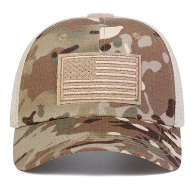 Custom bordir Konstruksi 6 Panel katun Twill Profil Trucker Cap dengan visor melengkung
