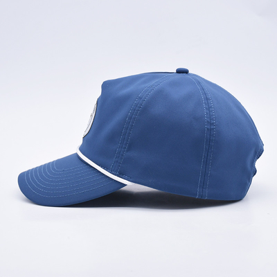 Grosir Blue Rope Baseball Cap Custom Struktur bordir Logo 5 Panel Golf Topi Gorras