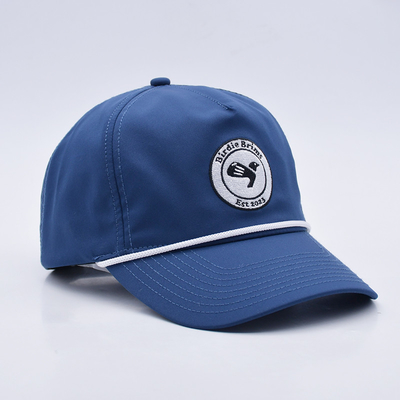 Grosir Blue Rope Baseball Cap Custom Struktur bordir Logo 5 Panel Golf Topi Gorras