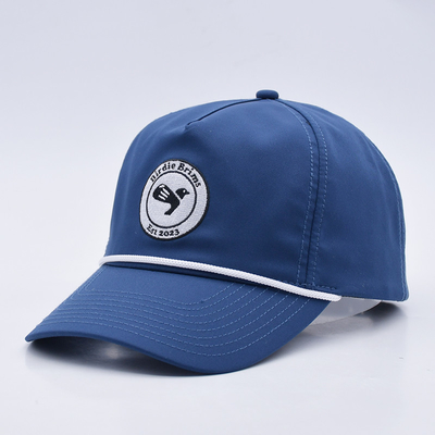 Grosir Blue Rope Baseball Cap Custom Struktur bordir Logo 5 Panel Golf Topi Gorras