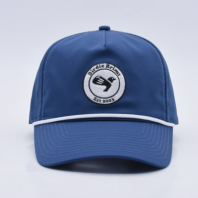 Grosir Blue Rope Baseball Cap Custom Struktur bordir Logo 5 Panel Golf Topi Gorras