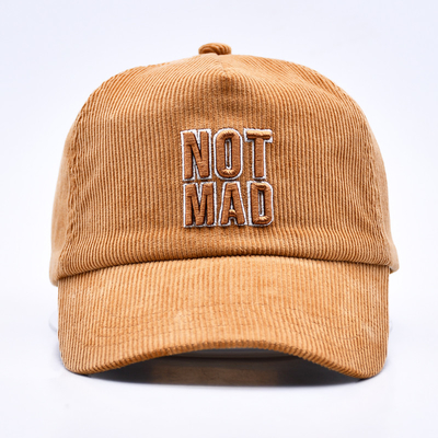 Custom 3d Structured Embroidery Corduroy Gorras Baseball Cap Grosir 5 Panel Adjustable Snapback Baseball Cap