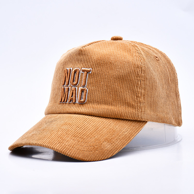Custom 3d Structured Embroidery Corduroy Gorras Baseball Cap Grosir 5 Panel Adjustable Snapback Baseball Cap
