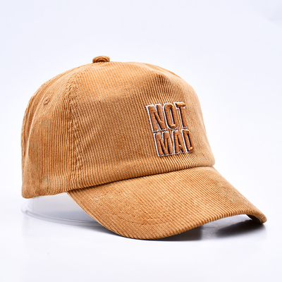 Custom 3d Structured Embroidery Corduroy Gorras Baseball Cap Grosir 5 Panel Adjustable Snapback Baseball Cap
