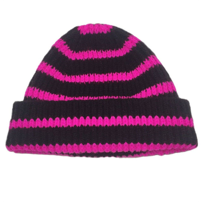 Anak-anak Topi pendek bertulang bergaris topi musim dingin untuk anak laki-laki anak perempuan topi manset hangat