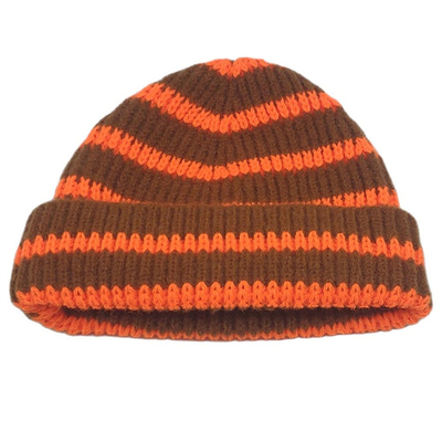Anak-anak Topi pendek bertulang bergaris topi musim dingin untuk anak laki-laki anak perempuan topi manset hangat
