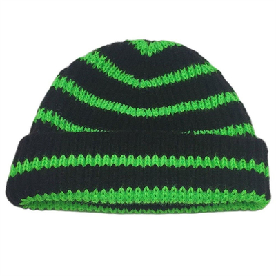 Anak-anak Topi pendek bertulang bergaris topi musim dingin untuk anak laki-laki anak perempuan topi manset hangat