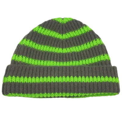 Anak-anak Topi pendek bertulang bergaris topi musim dingin untuk anak laki-laki anak perempuan topi manset hangat