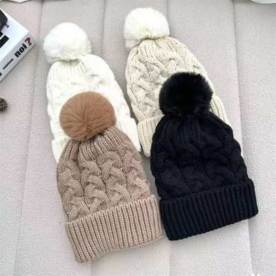Custom All Over Print Beanies Musim Dingin Panas Peternak Beanie Rib Dipakaikan Baju Pom Pom Hat