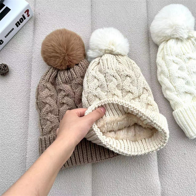 Custom All Over Print Beanies Musim Dingin Panas Peternak Beanie Rib Dipakaikan Baju Pom Pom Hat