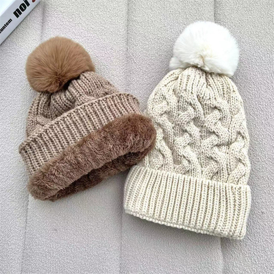 Custom All Over Print Beanies Musim Dingin Panas Peternak Beanie Rib Dipakaikan Baju Pom Pom Hat