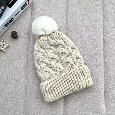 Custom All Over Print Beanies Musim Dingin Panas Peternak Beanie Rib Dipakaikan Baju Pom Pom Hat