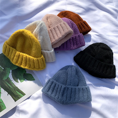 Winter Knit Beanie Hat Warm Soft Caps Outdoor Sport Casual Style Beanie yang dapat disesuaikan