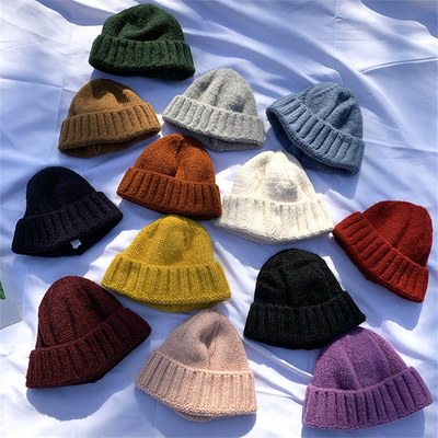 Winter Knit Beanie Hat Warm Soft Caps Outdoor Sport Casual Style Beanie yang dapat disesuaikan
