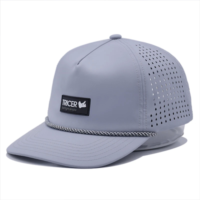 Warna Disesuaikan Jahit Garis 5 Panel Baseball Cap dengan Embossing Logo dan Desain Terstruktur