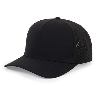 Grosir 5 Panel Blue Baseball Cap Custom Laser Cut Hole Gorras Golf Waterproof Polyester Sports Hat