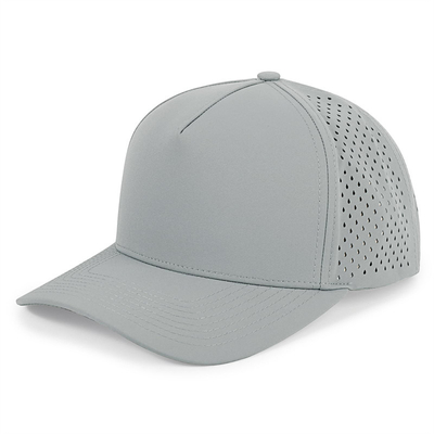 Grosir 5 Panel Blue Baseball Cap Custom Laser Cut Hole Gorras Golf Waterproof Polyester Sports Hat
