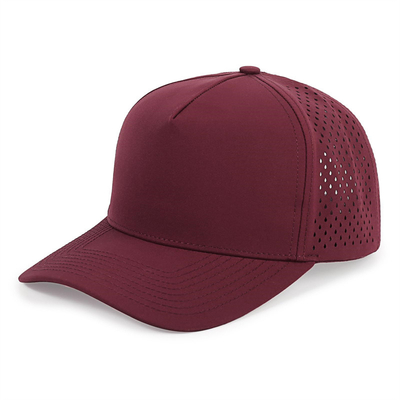 Grosir 5 Panel Blue Baseball Cap Custom Laser Cut Hole Gorras Golf Waterproof Polyester Sports Hat