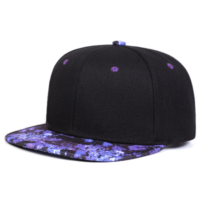 Kualitas Tinggi Starry Sky Printing Snapback Hat Desain Logo Khusus Flat Bill Hats 6 Panel Snapback Cap