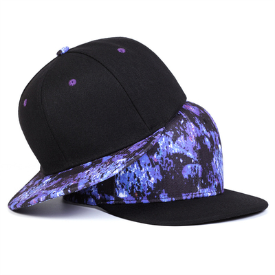 Kualitas Tinggi Starry Sky Printing Snapback Hat Desain Logo Khusus Flat Bill Hats 6 Panel Snapback Cap