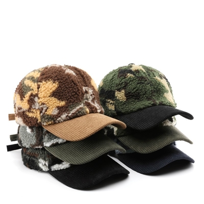 Musim Gugur Musim Dingin Pria Dan Wanita Panas tebal Kamuflase Corduroy Baseball Cap Custom Dewasa Musim Dingin Wol Fashion Baseball Topi Topi
