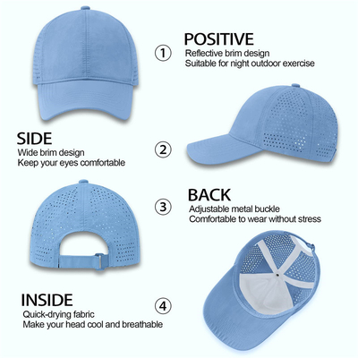 Kualitas Tinggi Katun Poliester 6 Panel Sport Cepat kering Baseball Cap Trucker Adjustable Snapback Baseball Hat