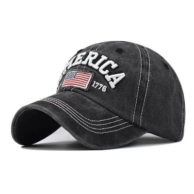 Cap Produsen Grosir 6 Panel Baseball Caps Custom 3d Amerika bordir Logo Cuci kapas Ayah Topi