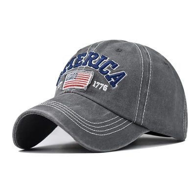 Cap Produsen Grosir 6 Panel Baseball Caps Custom 3d Amerika bordir Logo Cuci kapas Ayah Topi